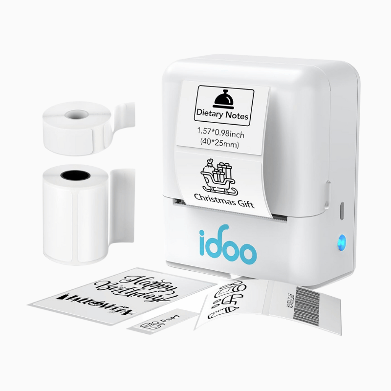 iDOO Label Maker Machine with 2 Tapes Barcode Thermal Label Maker