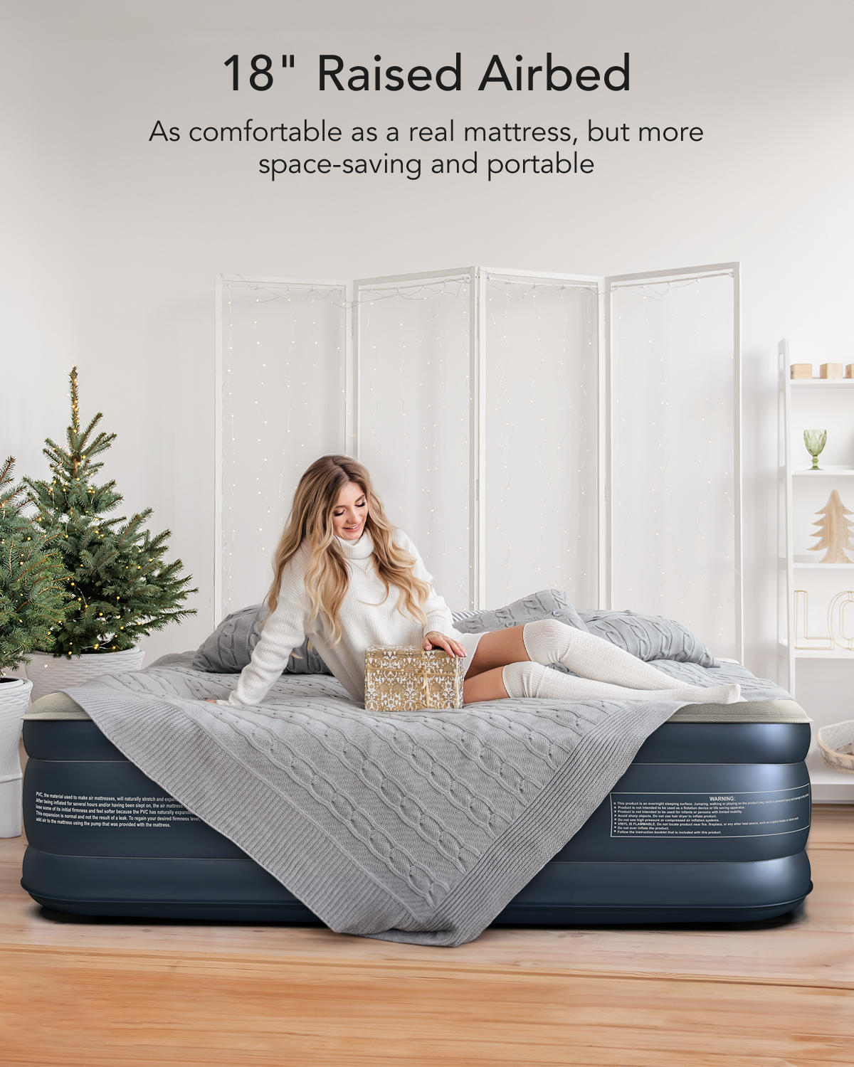 Full Size 18" Air Mattress (Gray) - _wf_cus Air Bed Best Seller queen by idoo