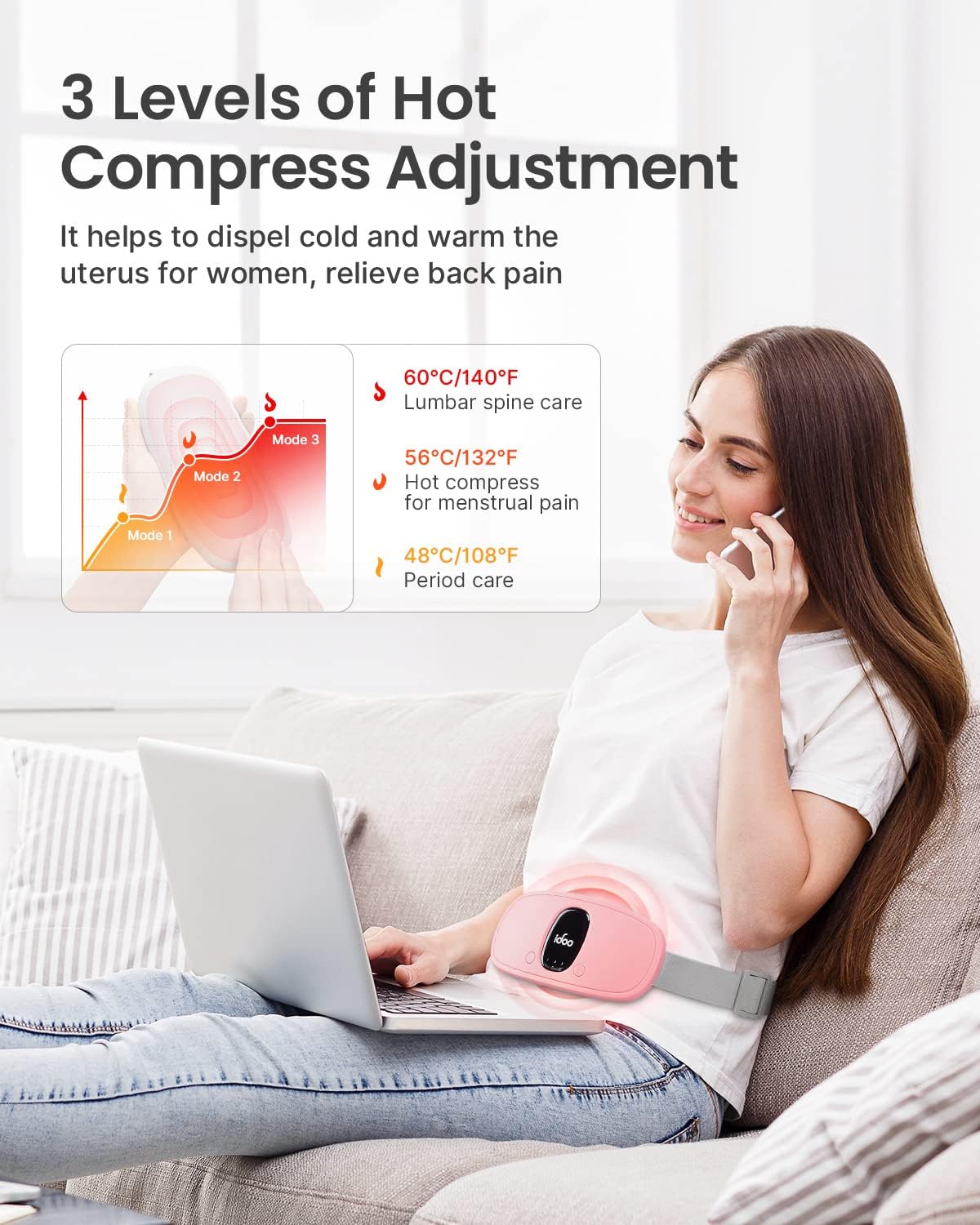 iDOO Portable Heating Pads for Cramps Pink - BFD AU cramps_AU cramps_CA heating pad by idoo