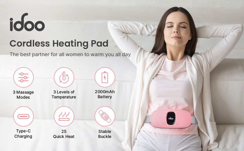 iDOO Portable Heating Pads for Cramps Pink - BFD AU cramps_AU cramps_CA heating pad by idoo