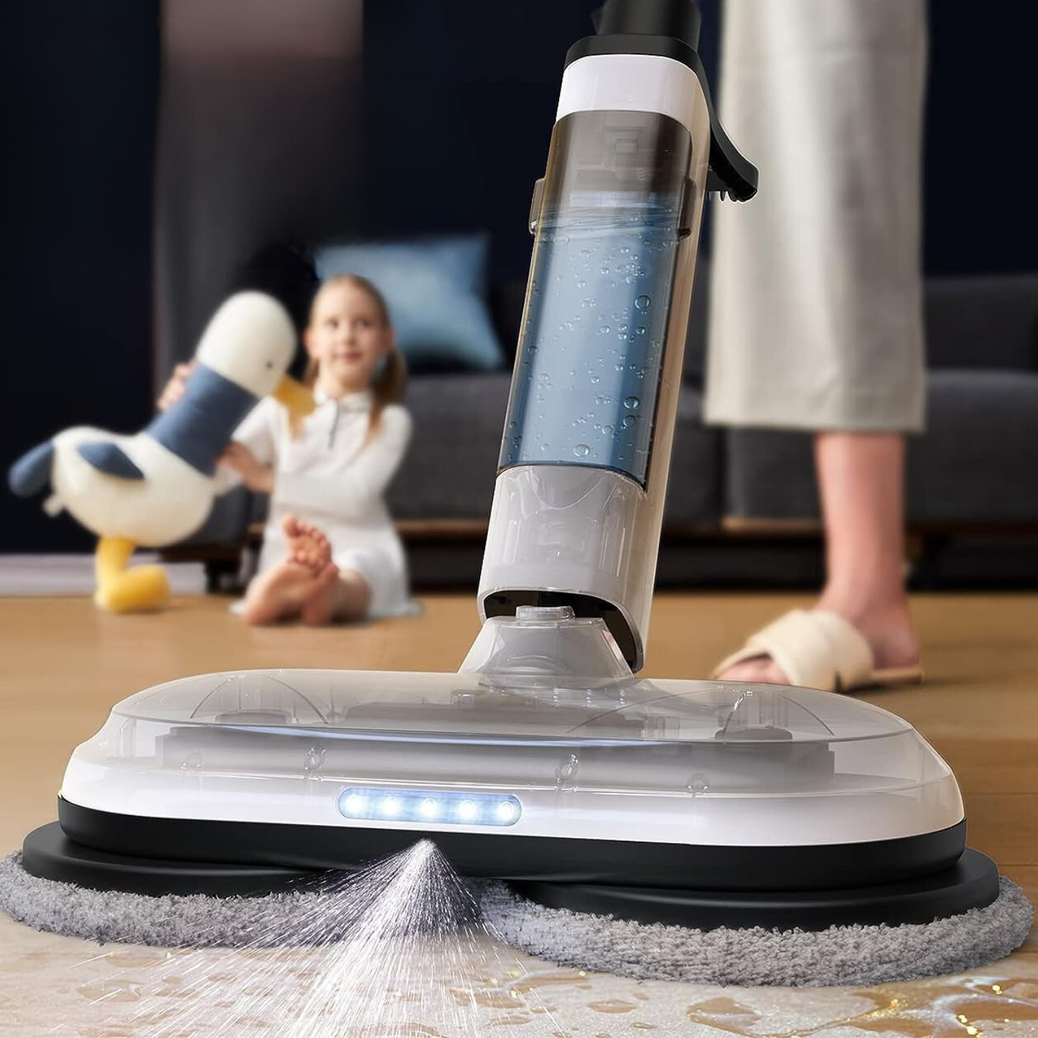 Cordless Electric Mop in Action - Effortless and efficient cleaning for modern homes.