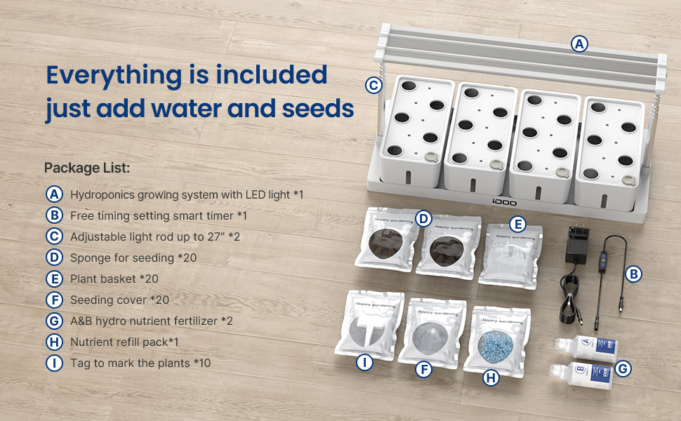 iDOO 20 Pods Indoor Herb Garden Kit - Hydroponic Growing System Hydroponic Growing Systems new by idoo