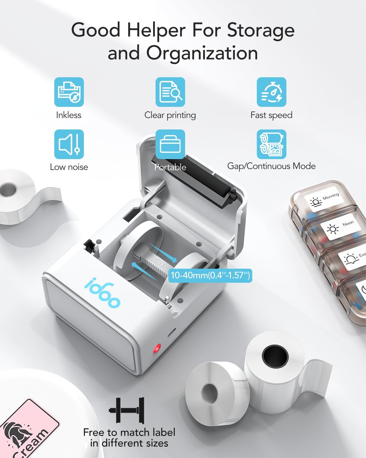 iDOO Label Maker Machine with 2 Tapes Barcode Thermal Label Maker - by iDOO