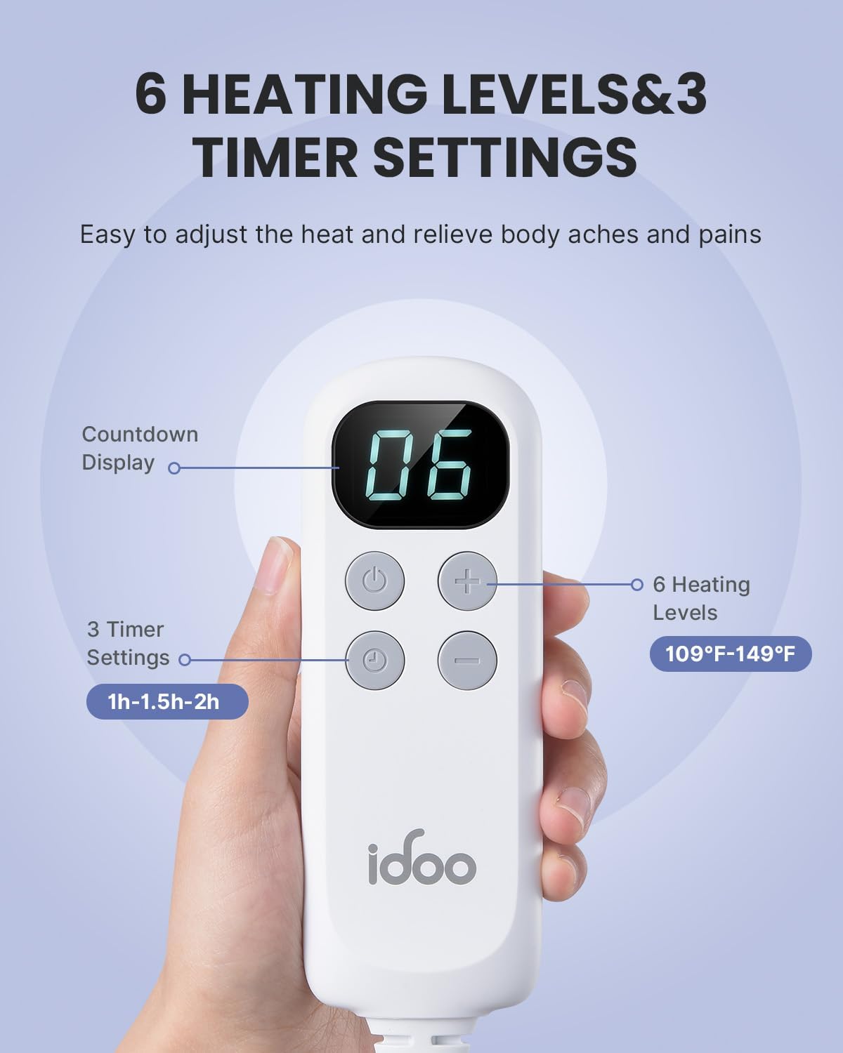 iDOO Premium XXL Heating Pad for Back Pain Relief - _wf_cus heating pad by idoo