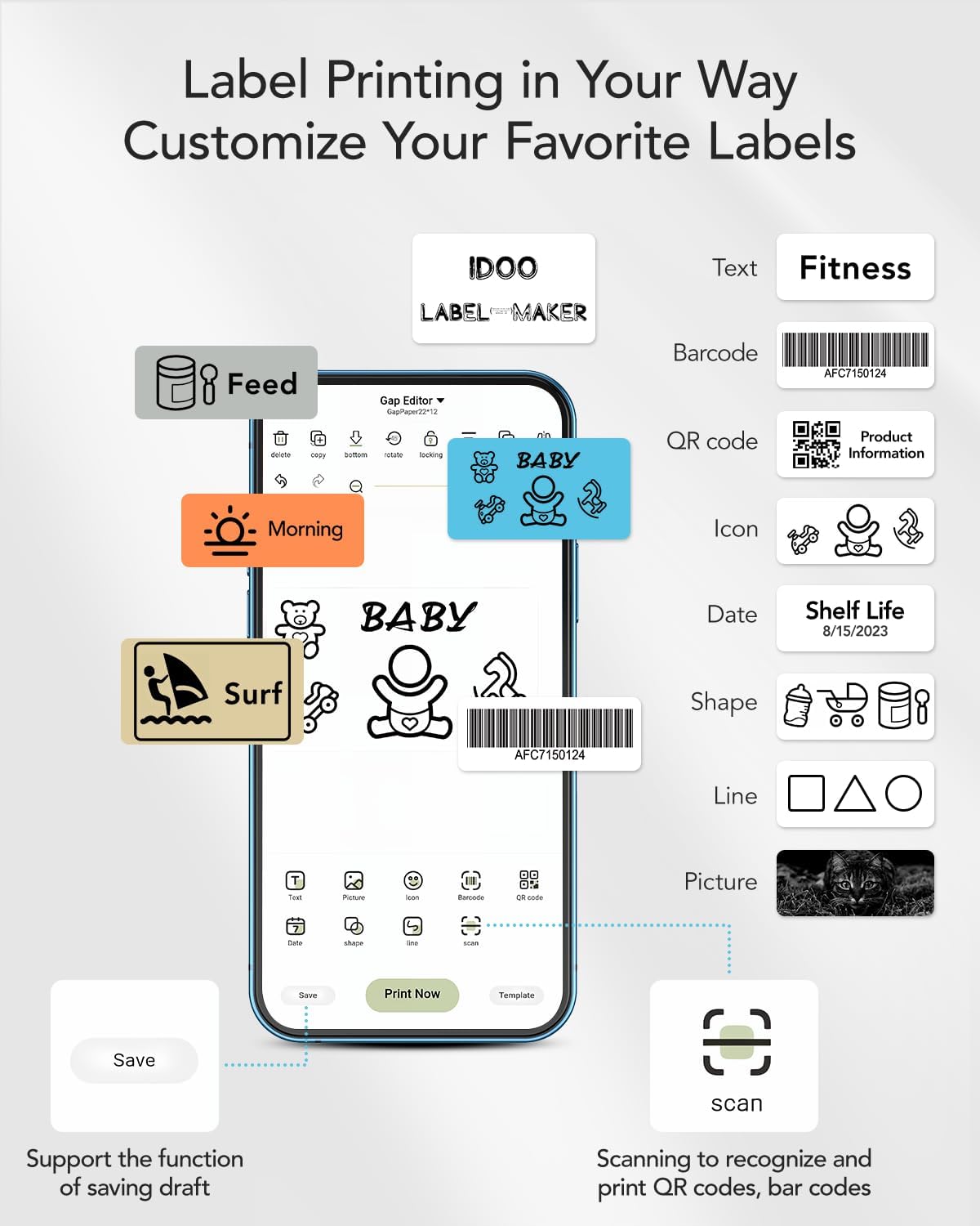 iDOO Label Maker Machine with 2 Tapes Barcode Thermal Label Maker - by iDOO