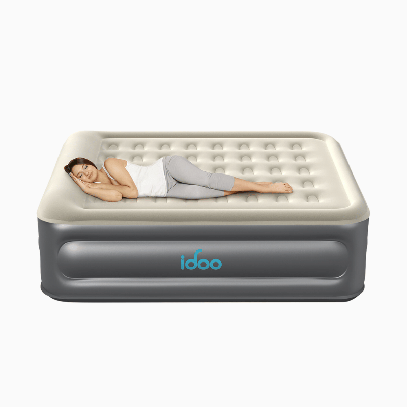 Queen Size 18" Air Mattress with 3.5" Integrated Pillow US - Air Bed by idoo