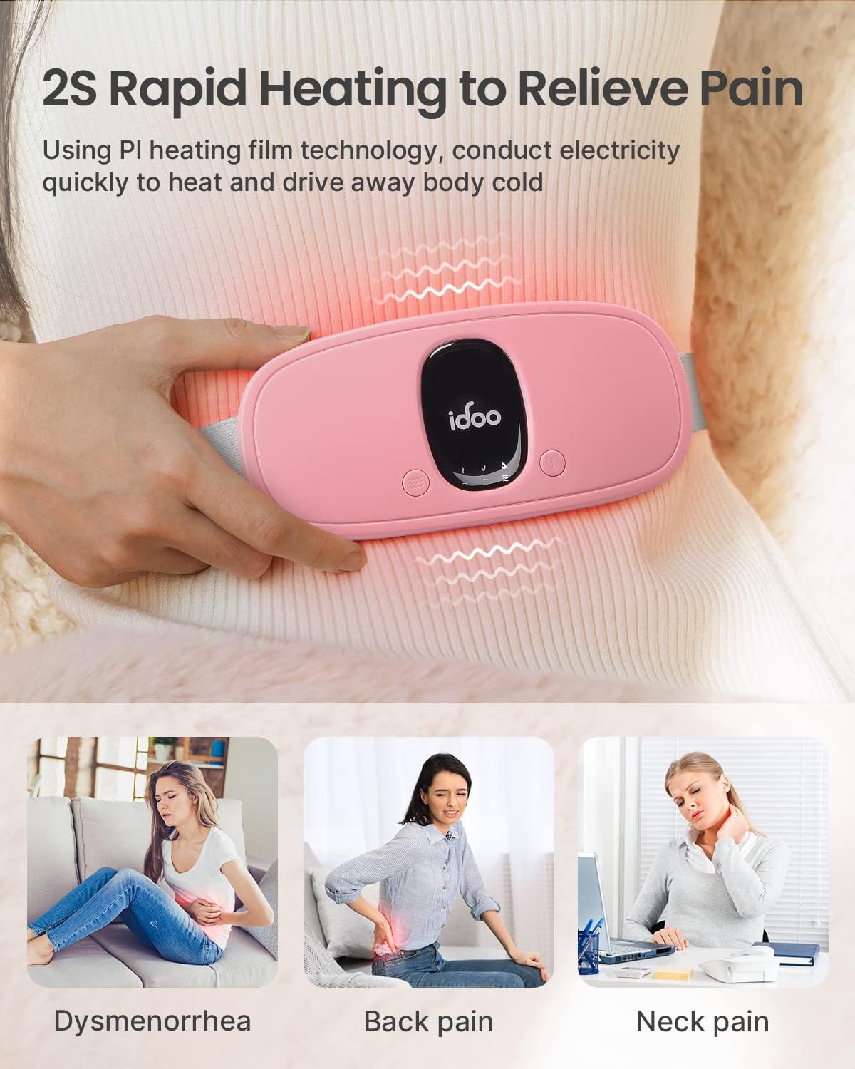 iDOO Portable Heating Pads for Cramps Pink - BFD AU cramps_AU cramps_CA heating pad by idoo