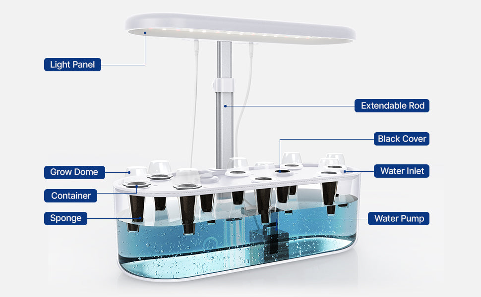 iDOO 10 Pods Indoor Herb Garden - 10 Pods _wf_cus Hydroponic Growing System by idoo