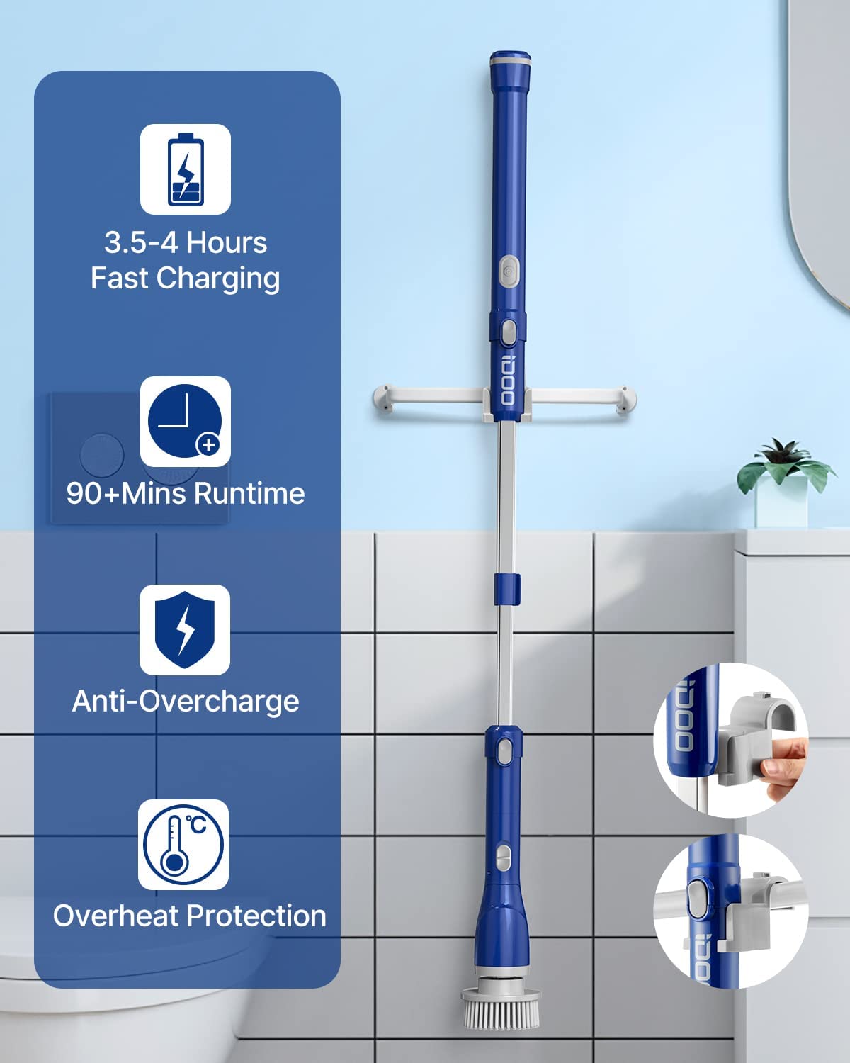 Cepillo de limpieza eléctrico de ángulo ajustable, herramienta de