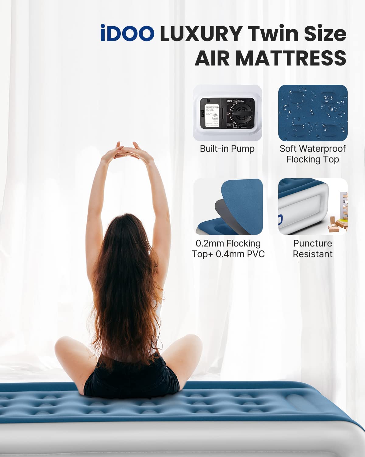 Twin Size 18" Air Mattress - _wf_cus Air Bed Best Seller_AU Twin by idoo