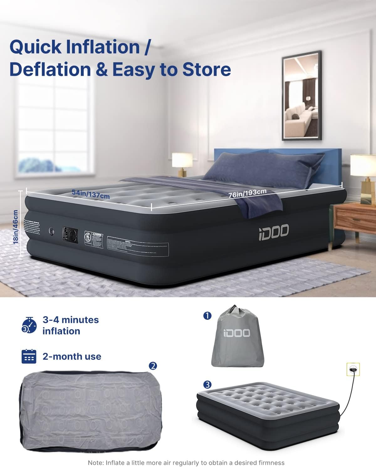 Queen 19" Inflatable Airbed with Built-in Pump - _wf_cus Air Bed BFD CA queen by idoo