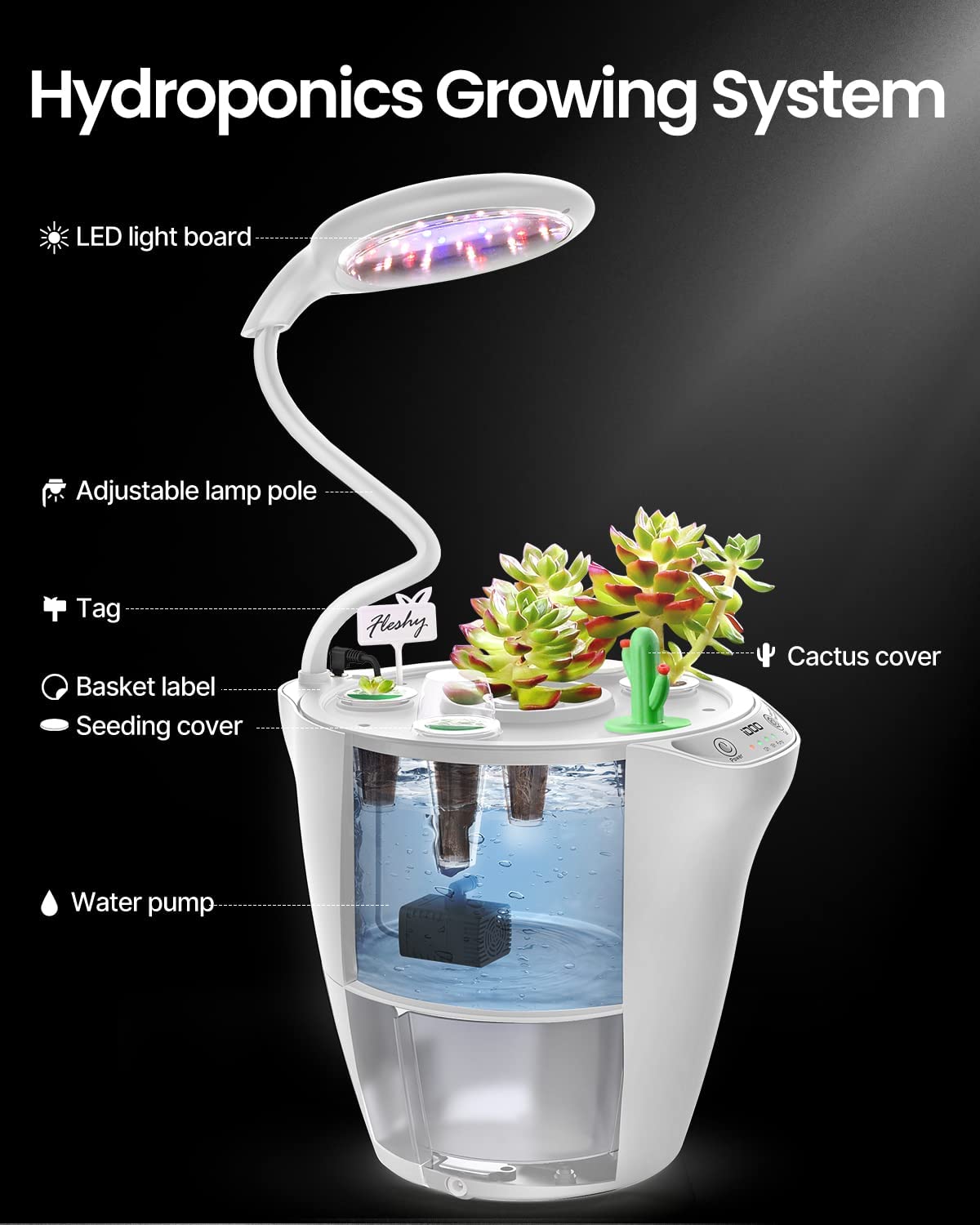 iDOO 2 in 1, 6 Pods Hydro Indoor Herb Garden with LED Grow Lights - 6 Pods _wf_cus Hydroponic Growing System by iDOO