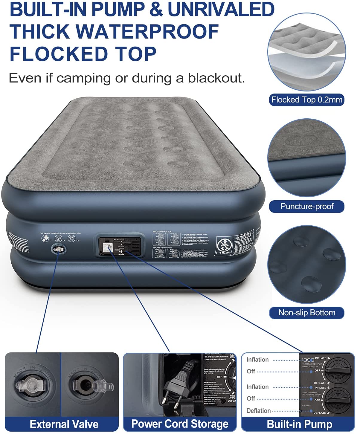 Twin Size 18" Air Mattress Premium+ - _wf_cus Air Bed Best Seller Best Seller_AU fathersday Twin by idoogroup