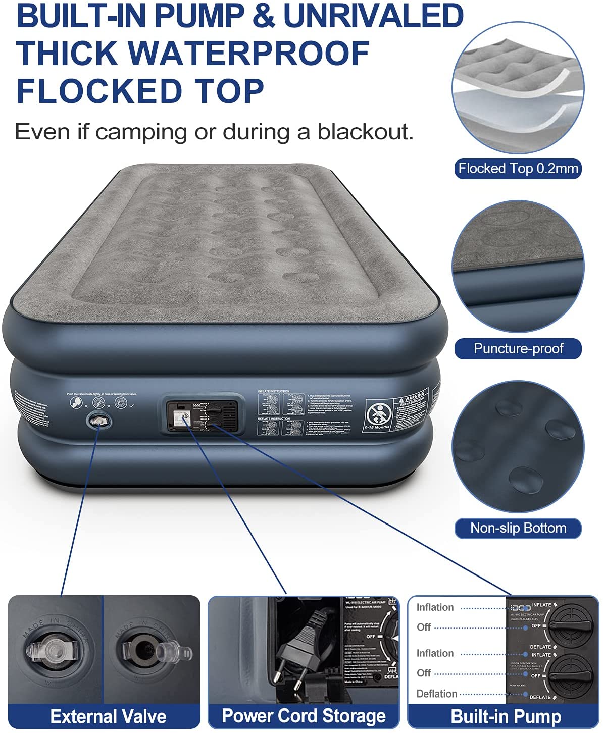 Twin Size 18" Air Mattress Premium+ - _wf_cus Air Bed Best Seller_AU BFD AU BFDpick Twin by idoogroup