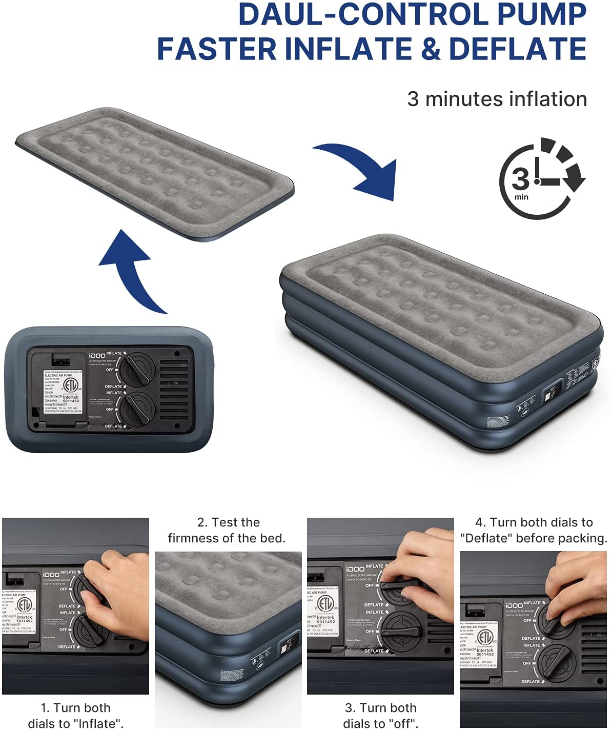 Twin Size 18" Air Mattress Premium+ - _wf_cus Air Bed Best Seller Best Seller_AU fathersday Twin by idoogroup