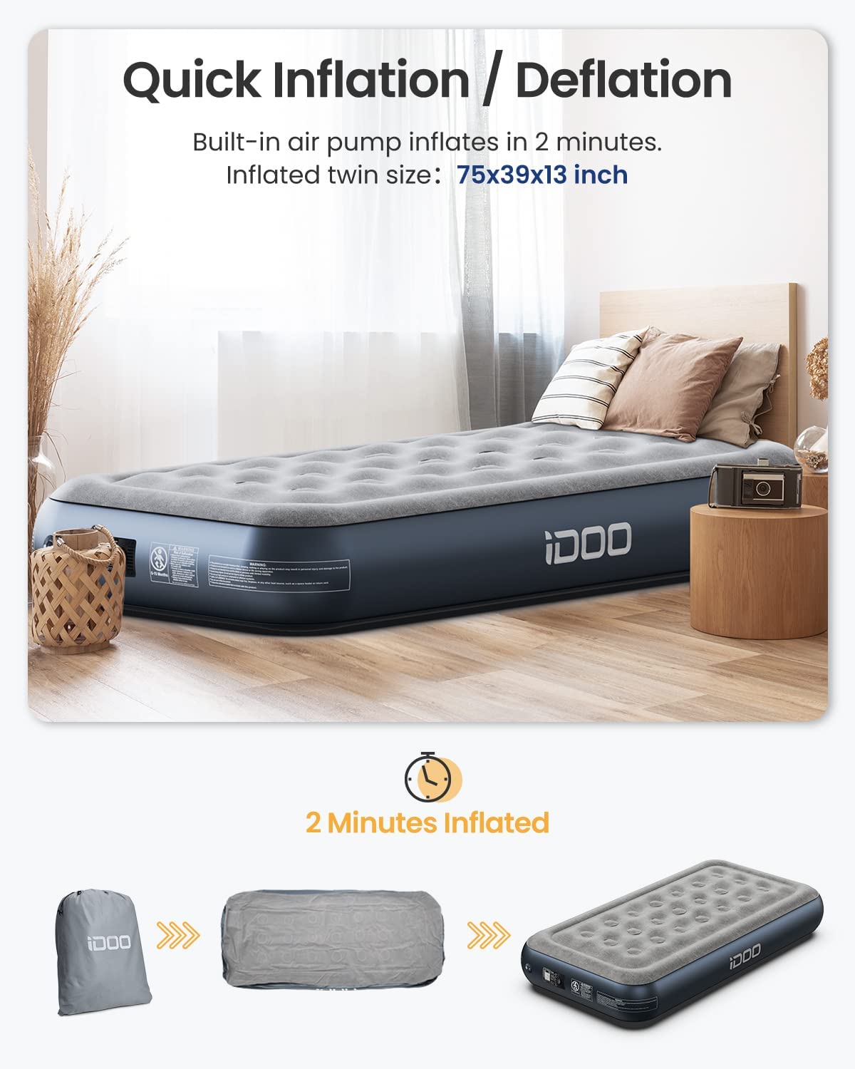 Twin Size 13" Air Mattress - _wf_cus Air Bed Best Seller Twin by idoo