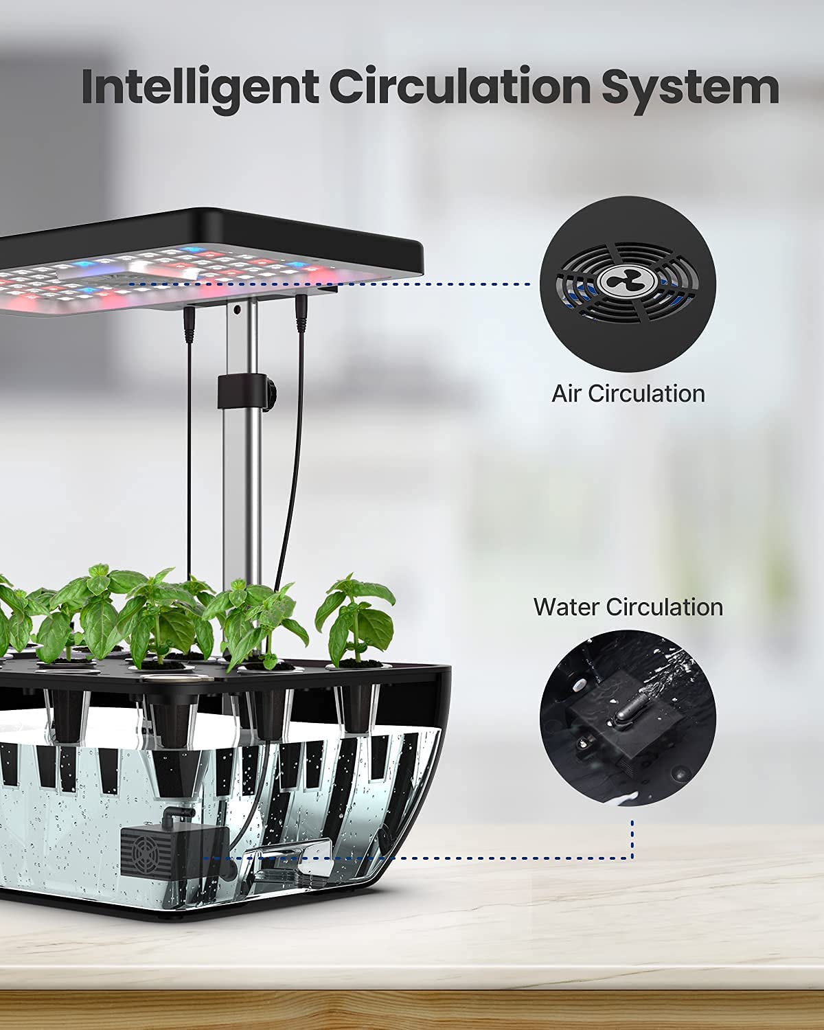 iDOO 12 Pods Indoor Garden with 6.5L Water Tank - 12 Pods _wf_cus Hydroponic Growing System primeday by idoo