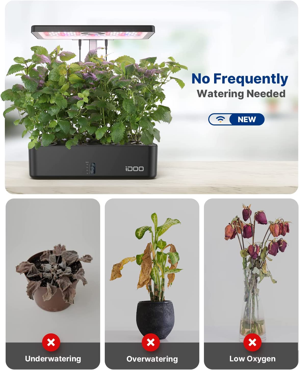 iDOO WiFi 12 Pods Indoor Garden with APP Controlled - 12 Pods _wf_cus Best Seller Best Seller_AU fathersday Hydroponic Growing System primeday Wifi by idoo