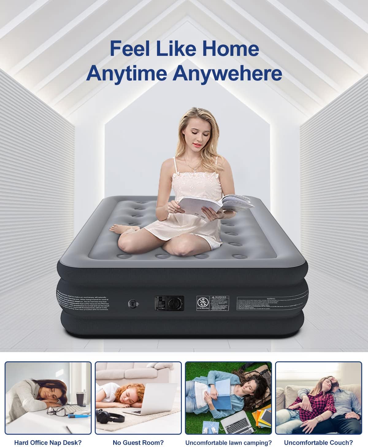 Queen 19" Inflatable Airbed with Built-in Pump - _wf_cus Air Bed BFD CA queen by idoo