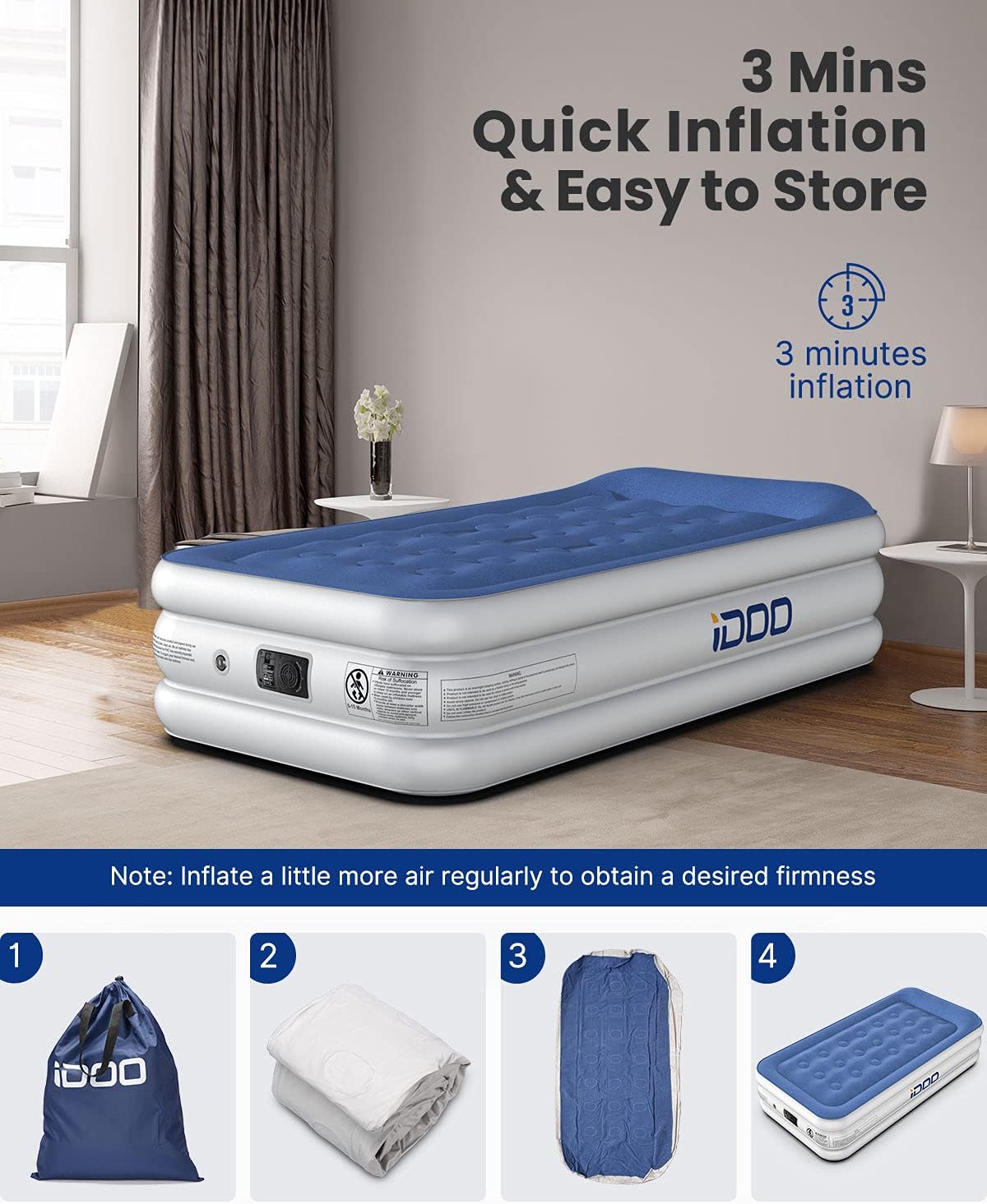 Twin Size 18" Inflatable Bed with Integrated Pillow - _wf_cus Air Bed Best Seller_AU Best Seller_CA Twin by idoo