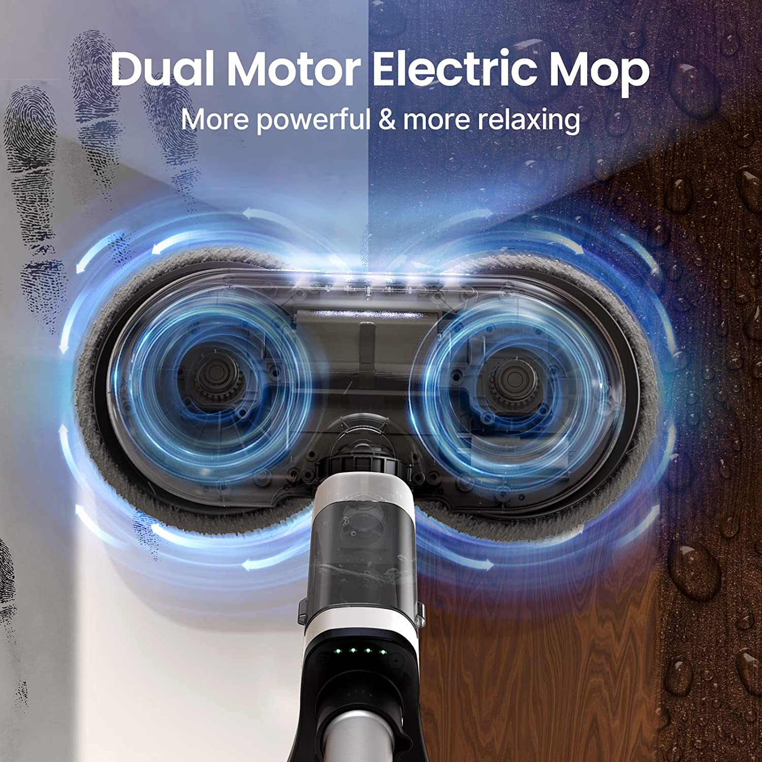  Cordless Electric Mop, Electric Spin Mop with LED Headlight and  Water Spray, Up to 60 mins Powerful Floor Cleaner with 300ml Water Tank,  Polisher for Hardwood, Tile Floors, Quiet Cleaning 