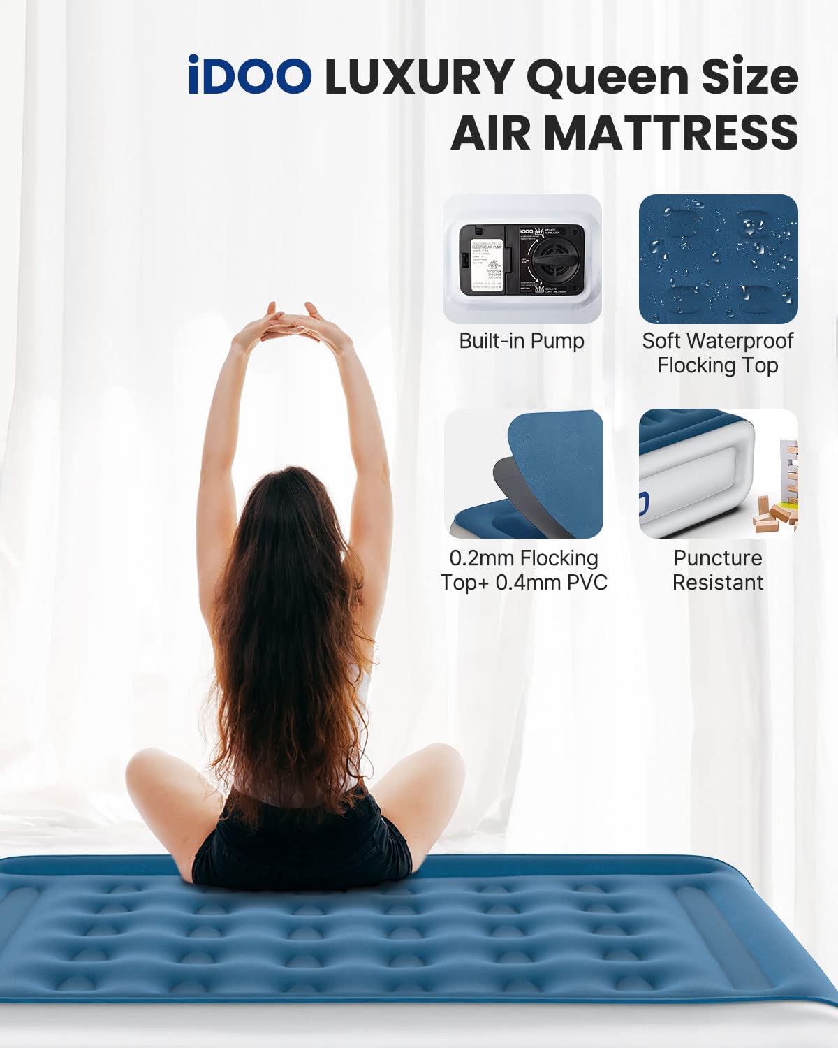 Queen Size 18" Air Mattress - _wf_cus Air Bed Best Seller_AU queen by idoo