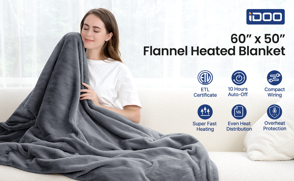 iDOO Heated Blanket Throw - _wf_cus Blanket by idoo